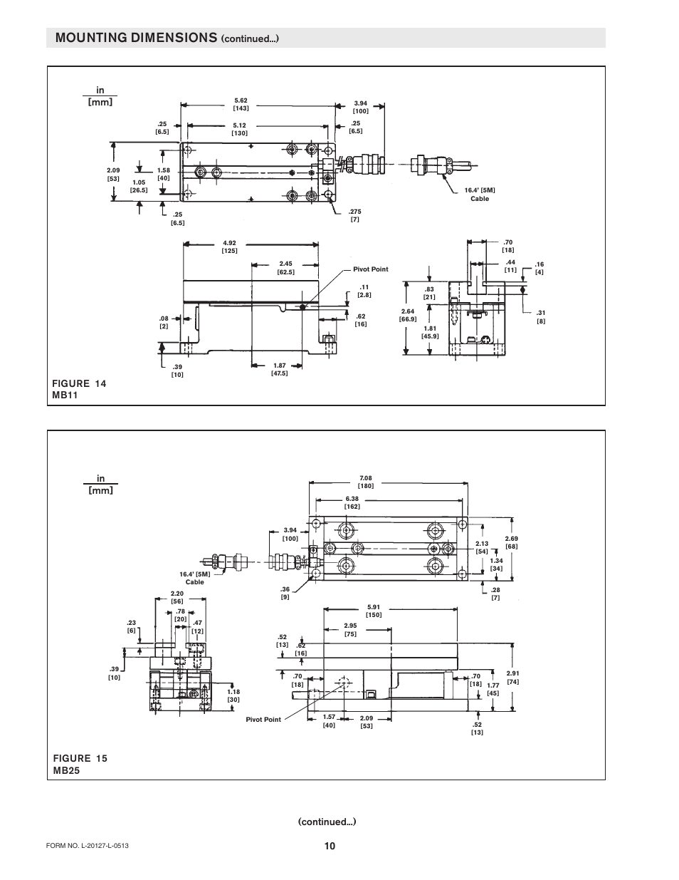 Mounting dimensions, Continued...), Figure 15 mb25 | Figure 14 mb11 | Nexen MB25B 911996 User Manual | Page 10 / 13