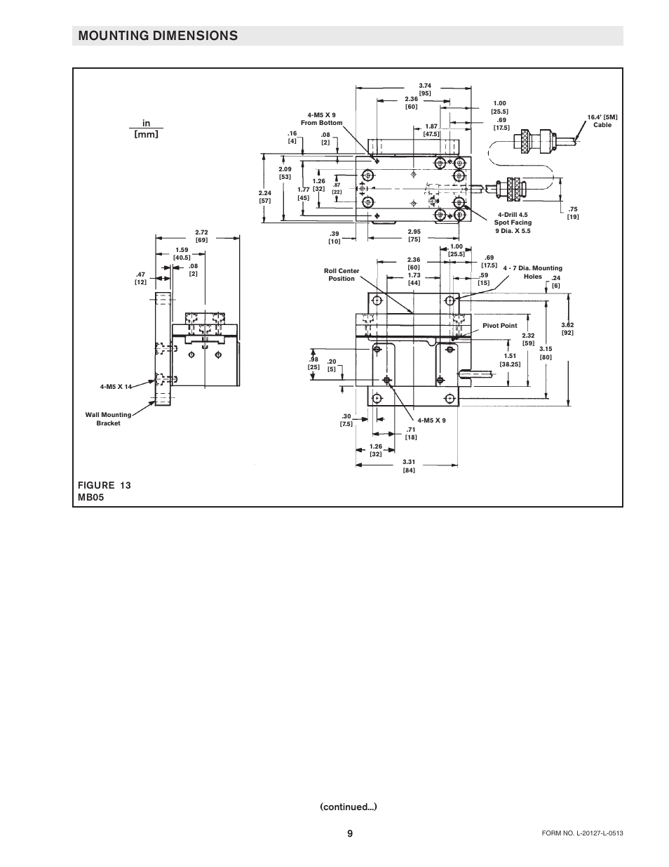 Mounting dimensions, Figure 13 mb05, Continued...) | Nexen MB25B 911996 User Manual | Page 9 / 13