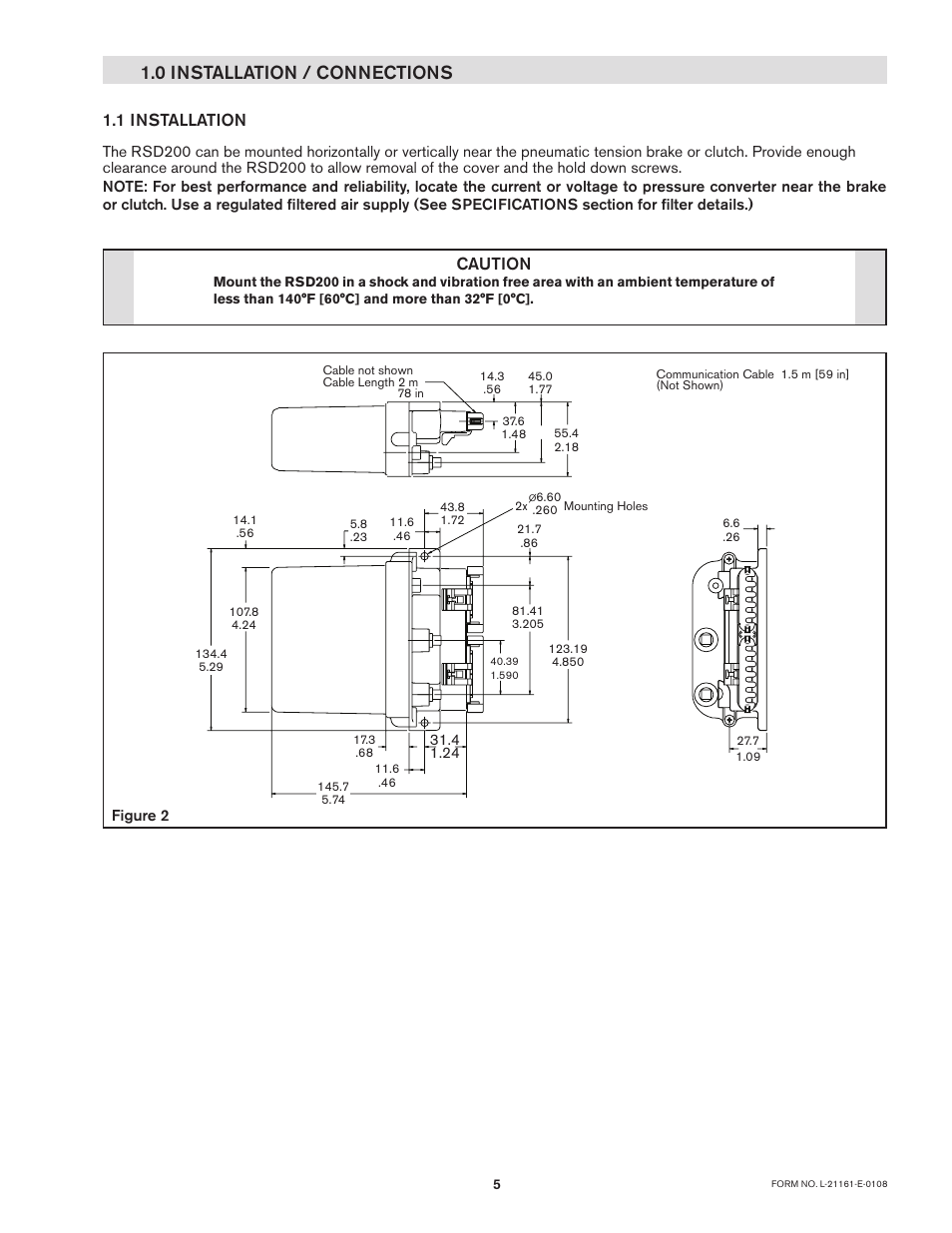 0 installation / connections, 1 installation, Caution | Nexen RSD200 964531 User Manual | Page 5 / 24