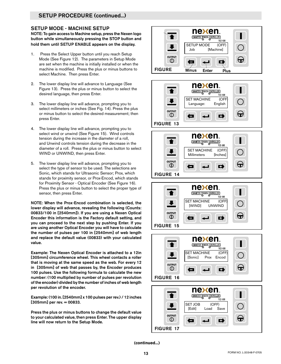 Setup procedure (continued...) | Nexen TCD600E 912145 User Manual | Page 13 / 24