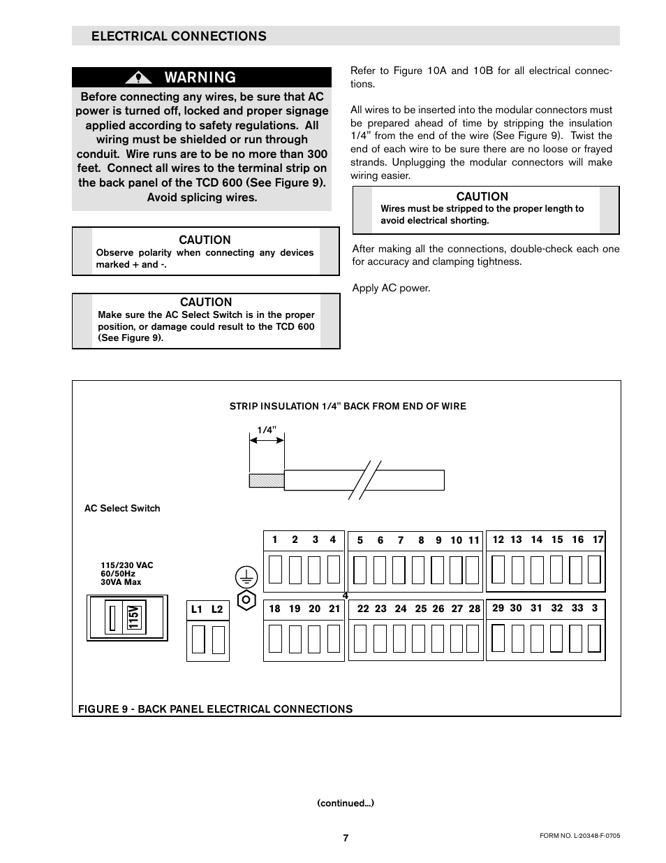 Warning, 115v | Nexen TCD600E 912145 User Manual | Page 7 / 24