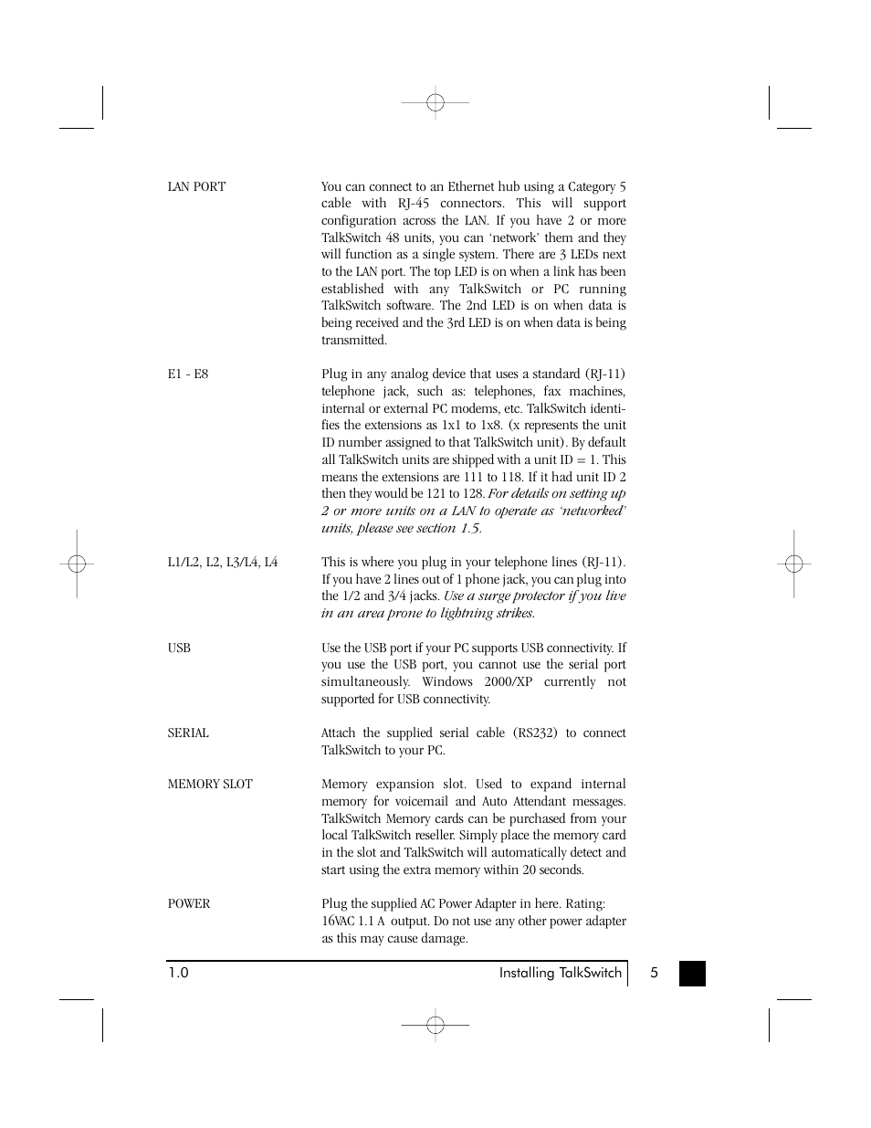 Talkswitch 48 User Manual | Page 10 / 137