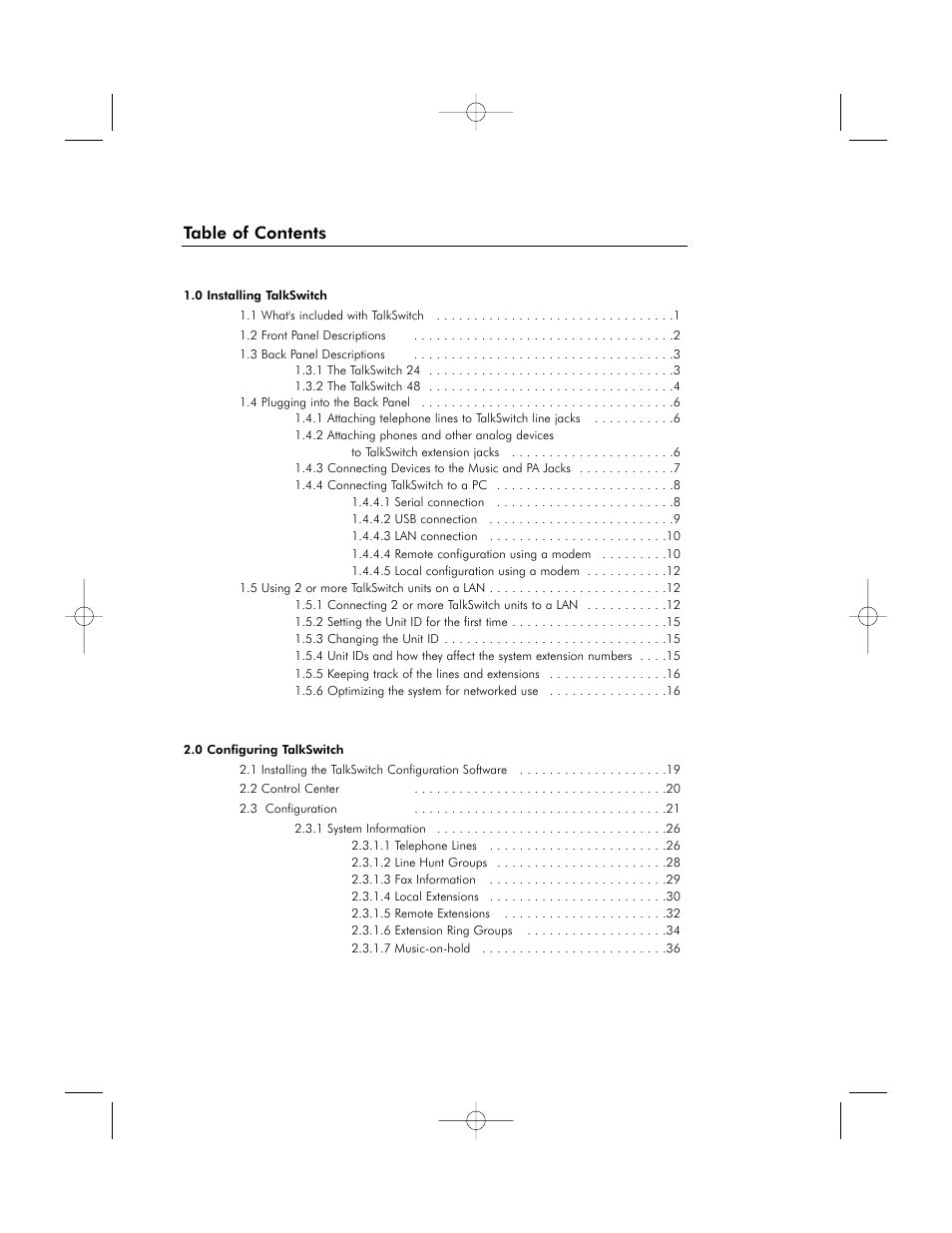 Talkswitch 48 User Manual | Page 3 / 137