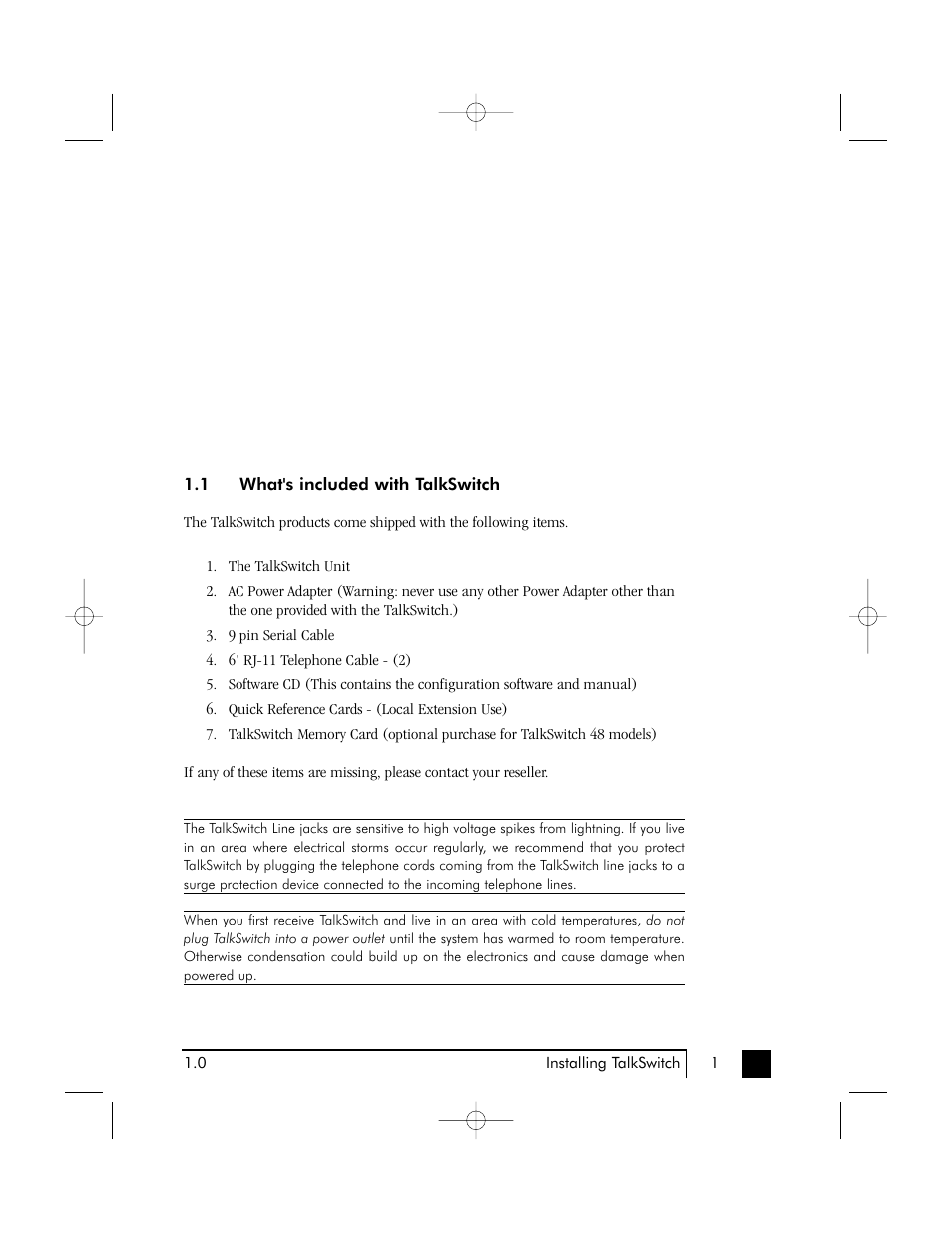 Installing talkswitch | Talkswitch 48 User Manual | Page 6 / 137