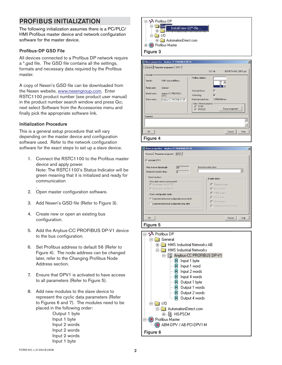 Profibus initialization | Nexen RSTC1100 964528 User Manual | Page 5 / 14
