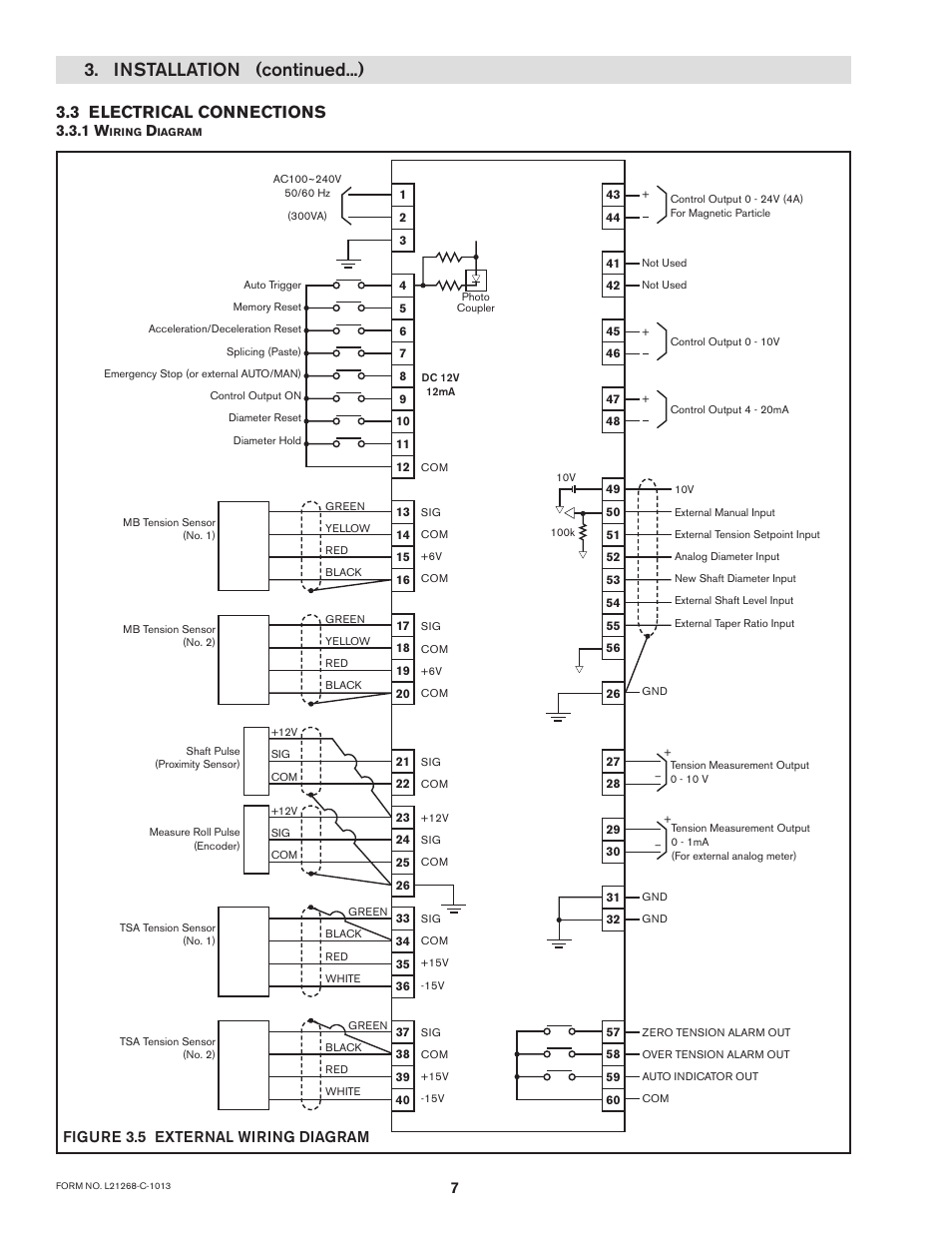 Installation (continued...), 3 electrical connections, Figure 3.5 external wiring diagram | Nexen TC920V 964356 User Manual | Page 10 / 38
