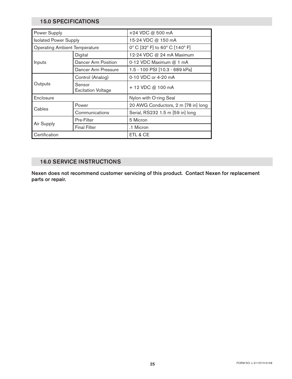 Nexen RSD100 964520 User Manual | Page 25 / 28