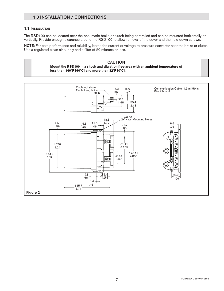 0 installation / connections, Caution | Nexen RSD100 964520 User Manual | Page 7 / 28