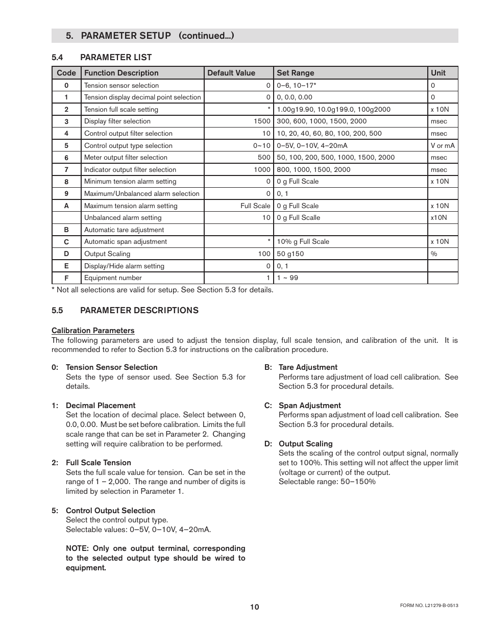 Parameter setup (continued...) | Nexen TM340 912751 User Manual | Page 13 / 18