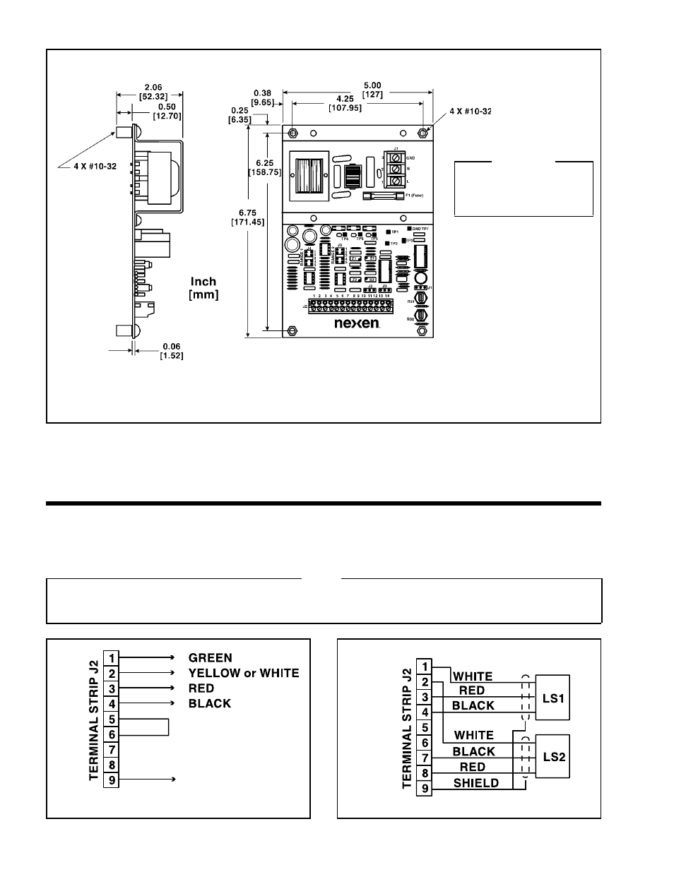 Electrical connections, Shield | Nexen TA100 964400 User Manual | Page 6 / 13