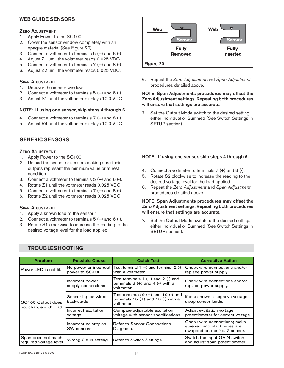 Troubleshooting | Nexen SC100 964420 User Manual | Page 14 / 16