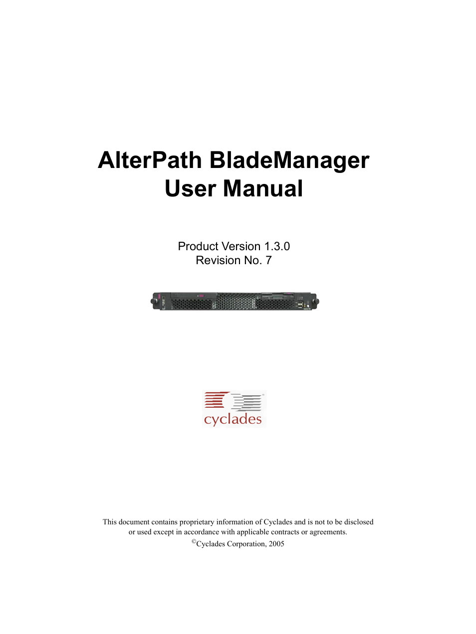 Cyclades AlterPath BladeManager User Manual | 202 pages