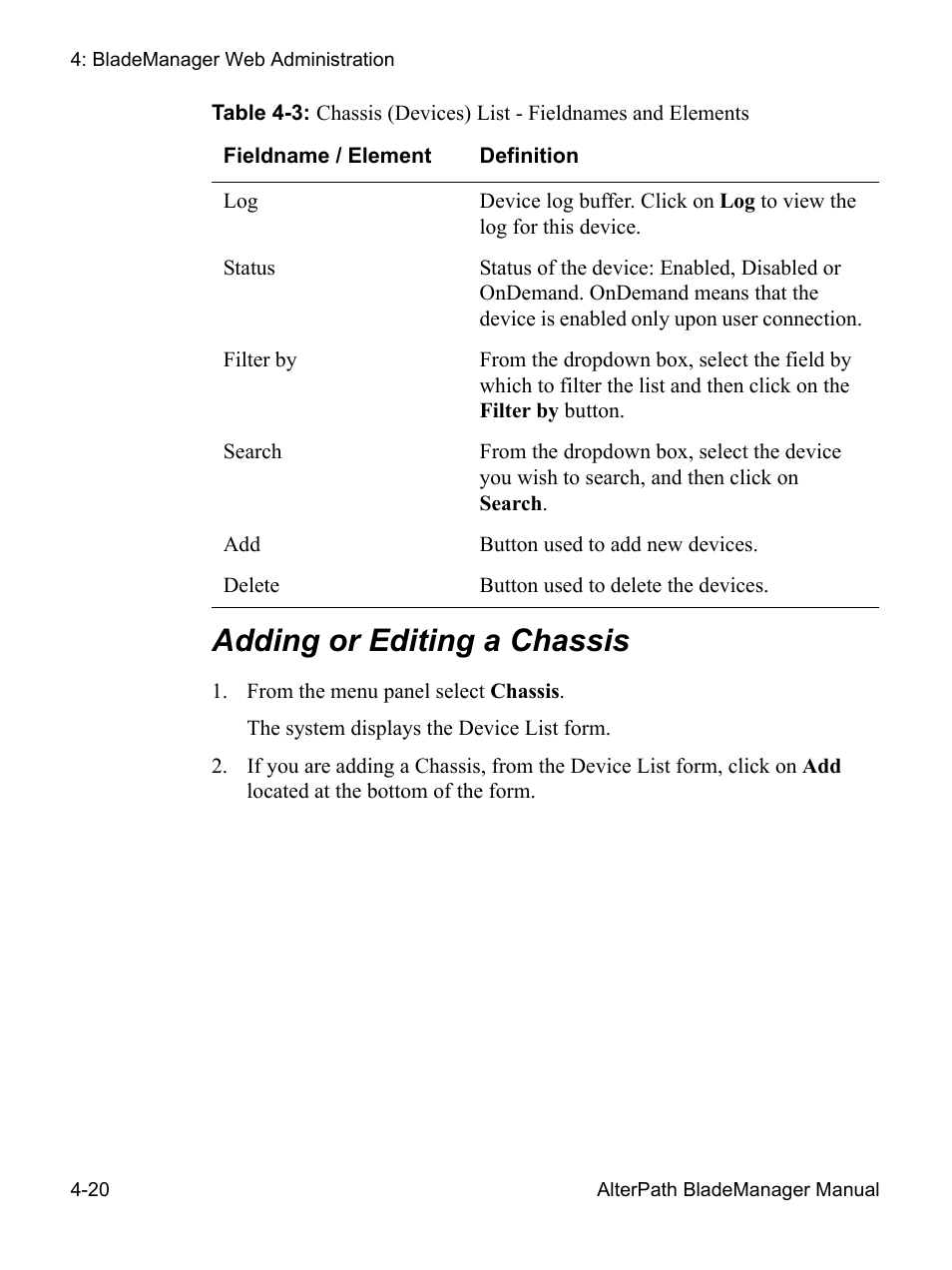Adding or editing a chassis | Cyclades AlterPath BladeManager User Manual | Page 102 / 202