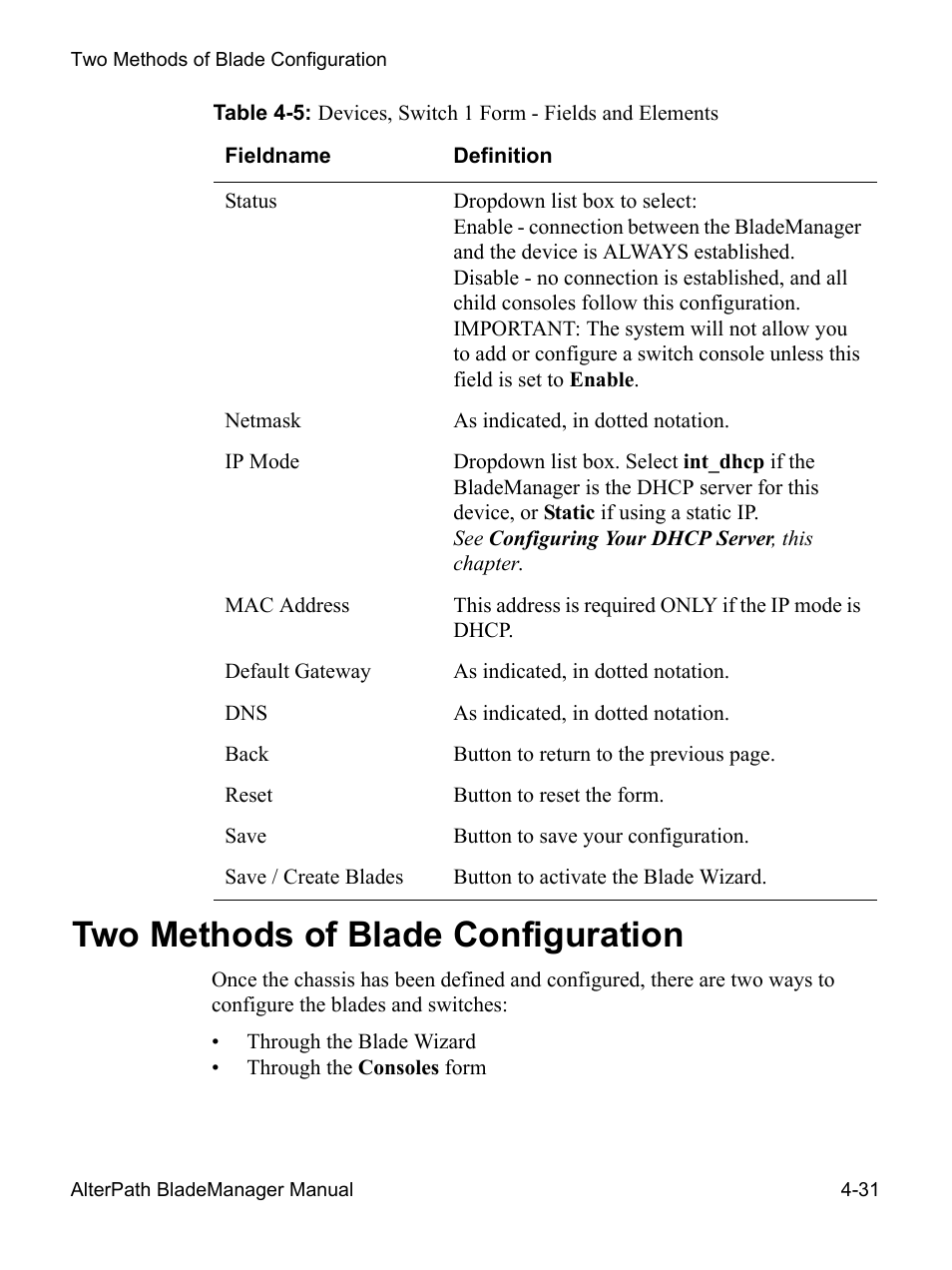 Two methods of blade configuration | Cyclades AlterPath BladeManager User Manual | Page 113 / 202