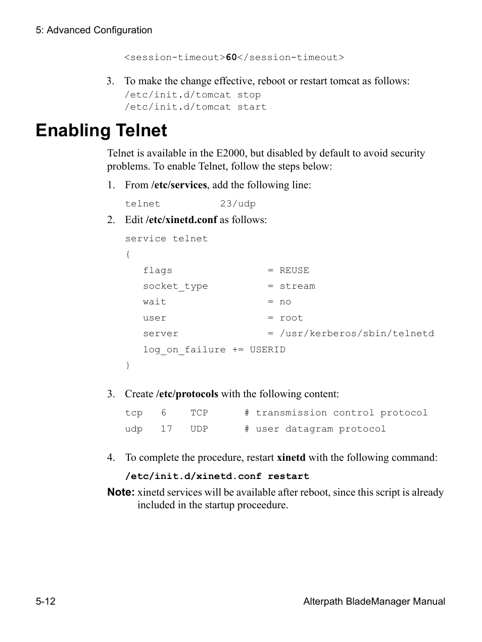 Enabling telnet | Cyclades AlterPath BladeManager User Manual | Page 174 / 202