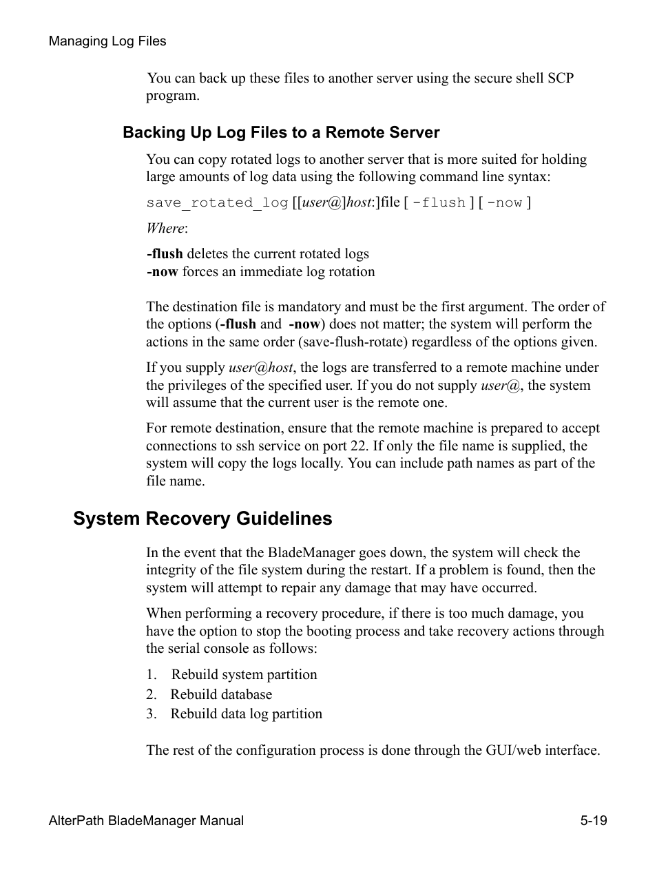 System recovery guidelines | Cyclades AlterPath BladeManager User Manual | Page 181 / 202
