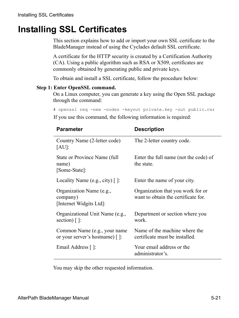 Installing ssl certificates | Cyclades AlterPath BladeManager User Manual | Page 183 / 202