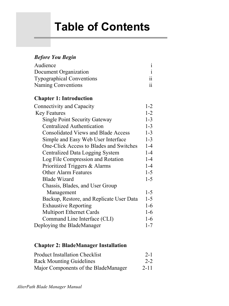 Cyclades AlterPath BladeManager User Manual | Page 3 / 202