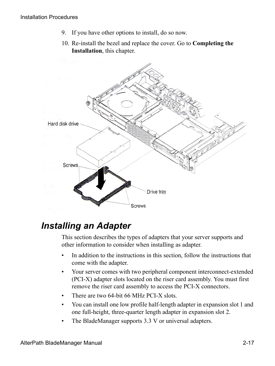 Installing an adapter | Cyclades AlterPath BladeManager User Manual | Page 41 / 202