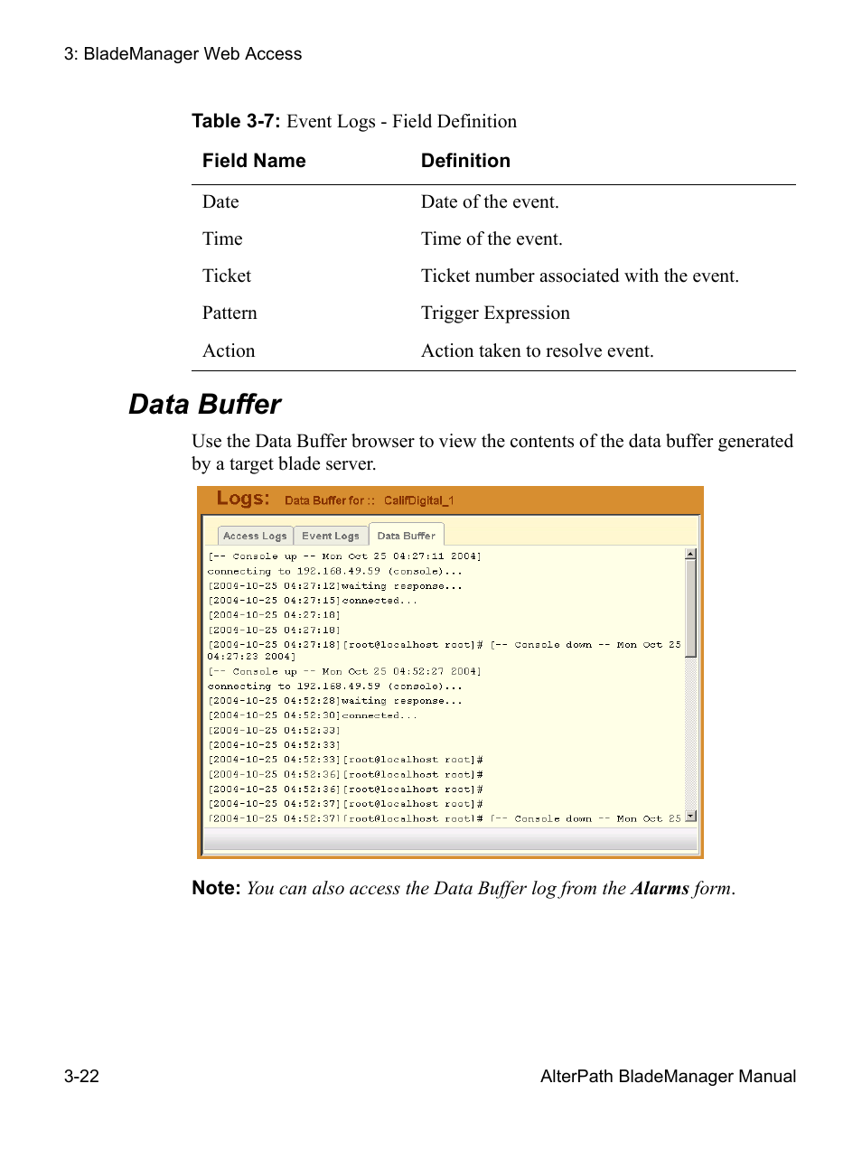 Data buffer | Cyclades AlterPath BladeManager User Manual | Page 76 / 202