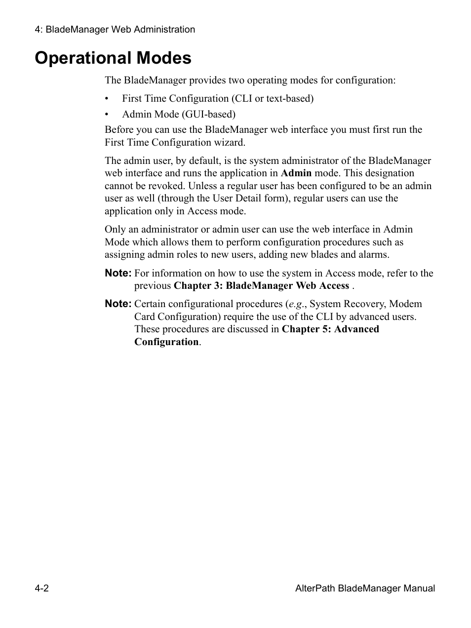 Operational modes | Cyclades AlterPath BladeManager User Manual | Page 84 / 202