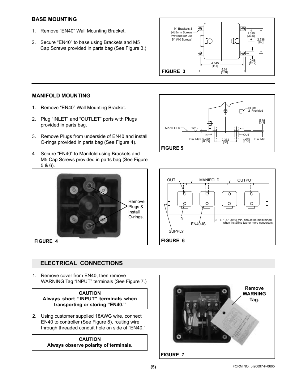 Electrical connections, Base mounting, Manifold mounting | Nexen EN40-2B 912004 User Manual | Page 5 / 10