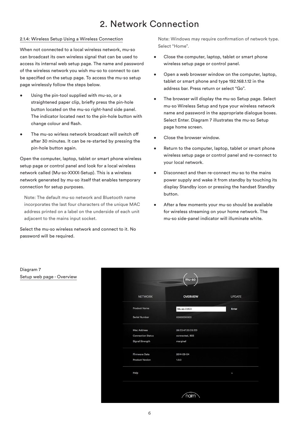Network connection | Naim Audio Mu-so User Manual | Page 8 / 22