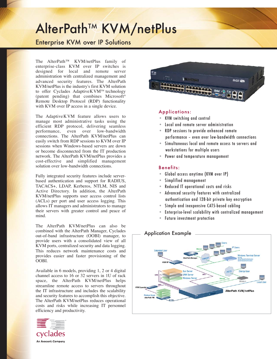 Cyclades AlterPath KVM/netPlus KVM Switch User Manual | 2 pages