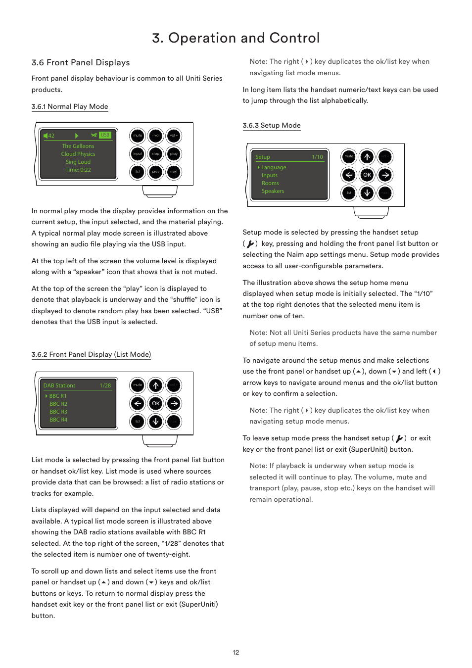 6 front panel displays, Operation and control | Naim Audio SuperUniti User Manual | Page 14 / 36