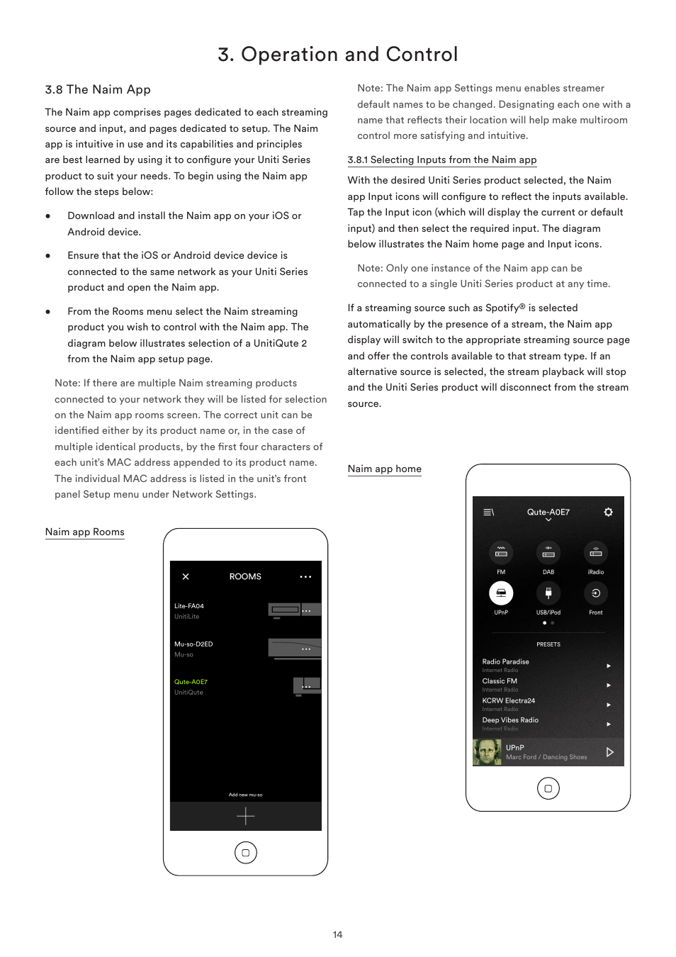 8 the naim app, Place holder, Operation and control | Naim Audio SuperUniti User Manual | Page 16 / 36