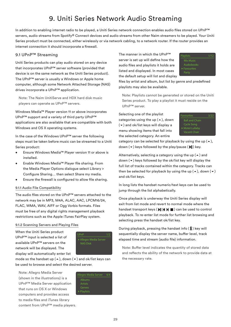 Uniti series network audio streaming, 1 upnp™ streaming | Naim Audio SuperUniti User Manual | Page 31 / 36