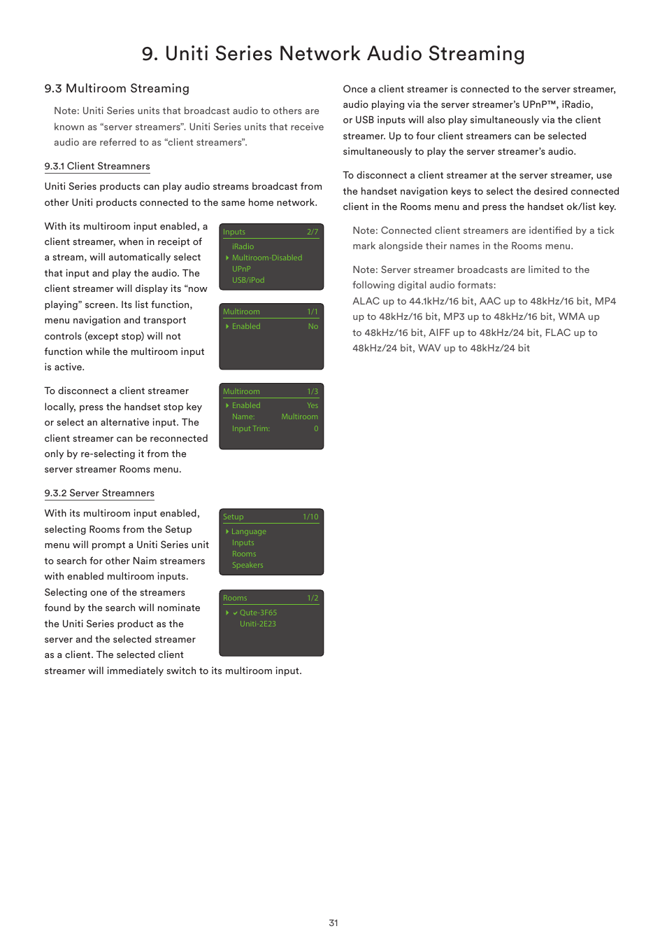 3 multiroom streaming, Uniti series network audio streaming | Naim Audio SuperUniti User Manual | Page 33 / 36