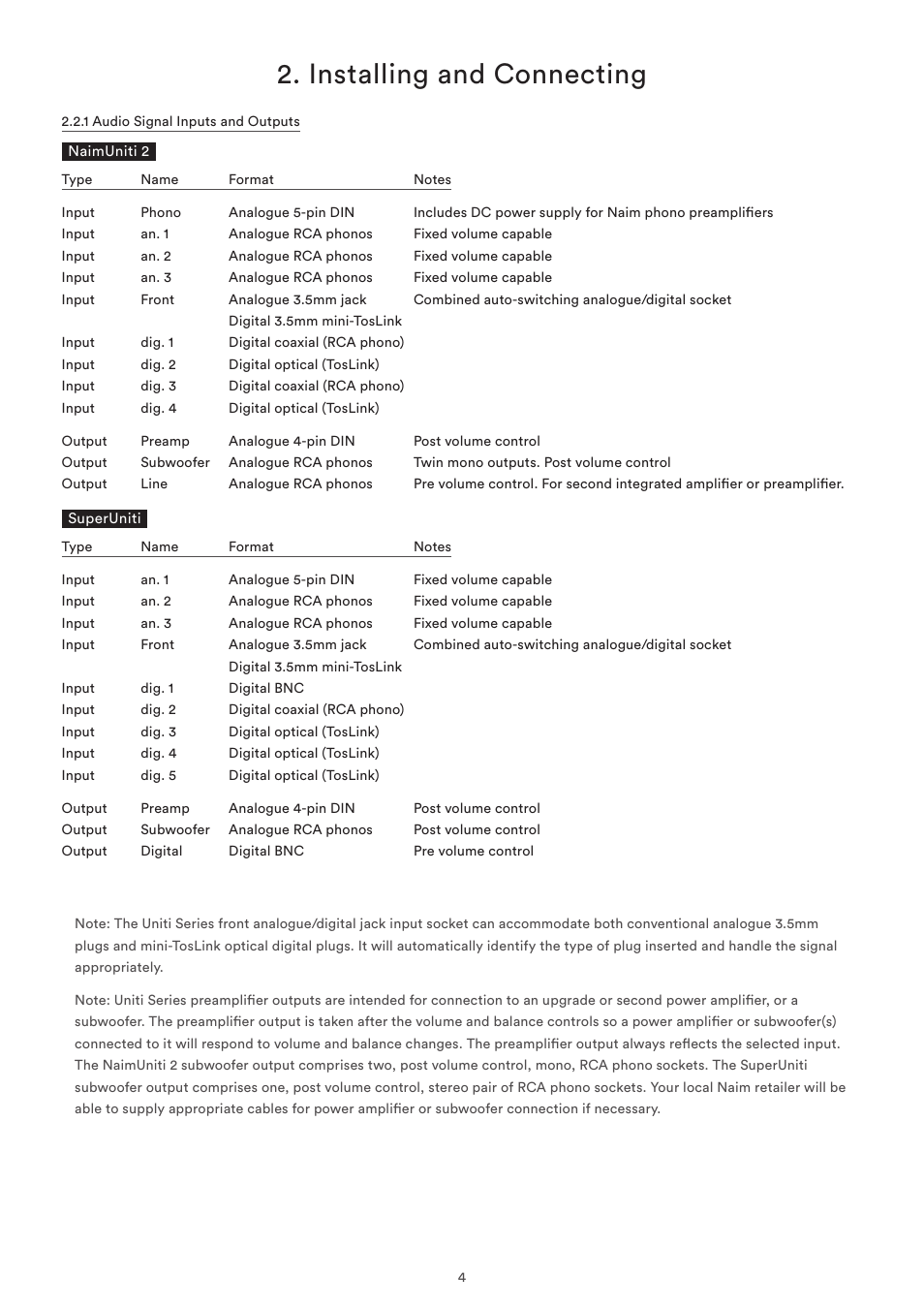 Installing and connecting | Naim Audio SuperUniti User Manual | Page 6 / 36