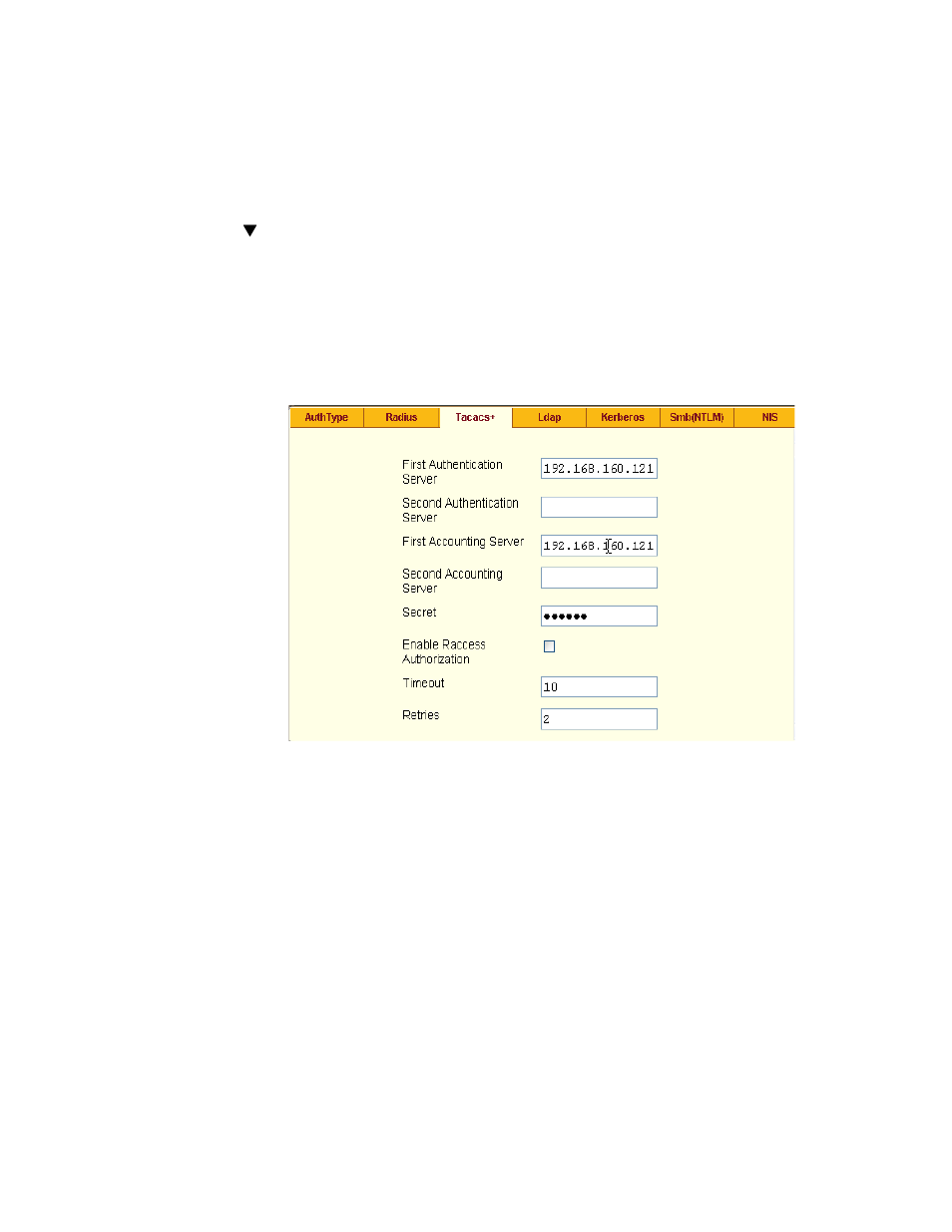 To identify a tacacs+ authentication server | Cyclades User's Guide User Manual | Page 235 / 506