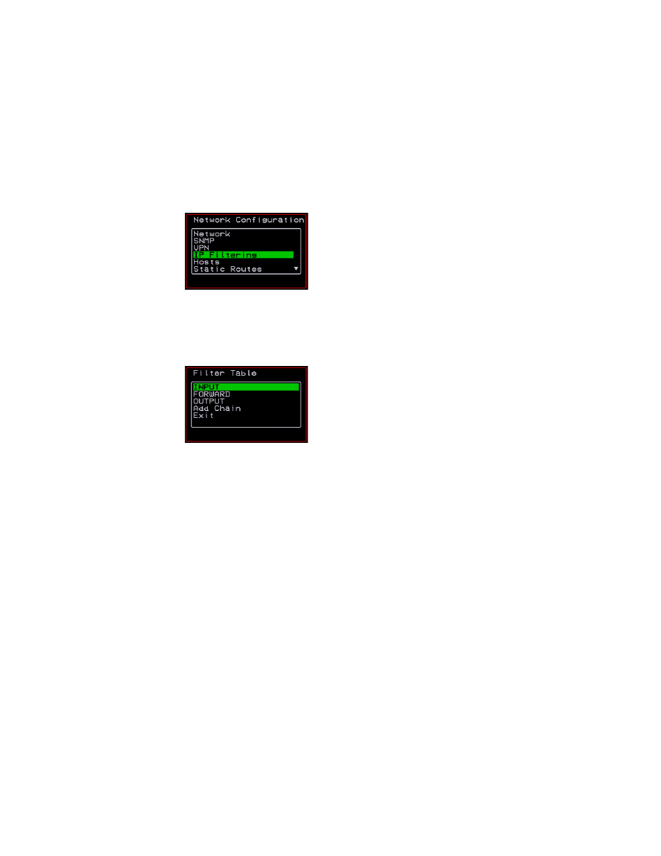 Ip filtering configuration screens | Cyclades User's Guide User Manual | Page 393 / 506