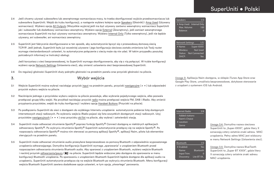 Superuniti • polski, Wybór wejścia | Naim Audio SuperUniti User Manual | Page 23 / 36