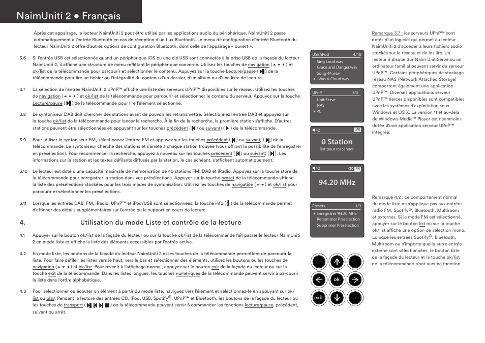 Naimuniti 2 • français, 0 station, 20 mhz | Naim Audio NaimUniti 2 User Manual | Page 12 / 36