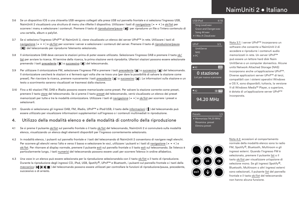 Naimuniti 2 • italiano, 0 stazione, 20 mhz | Naim Audio NaimUniti 2 User Manual | Page 21 / 36