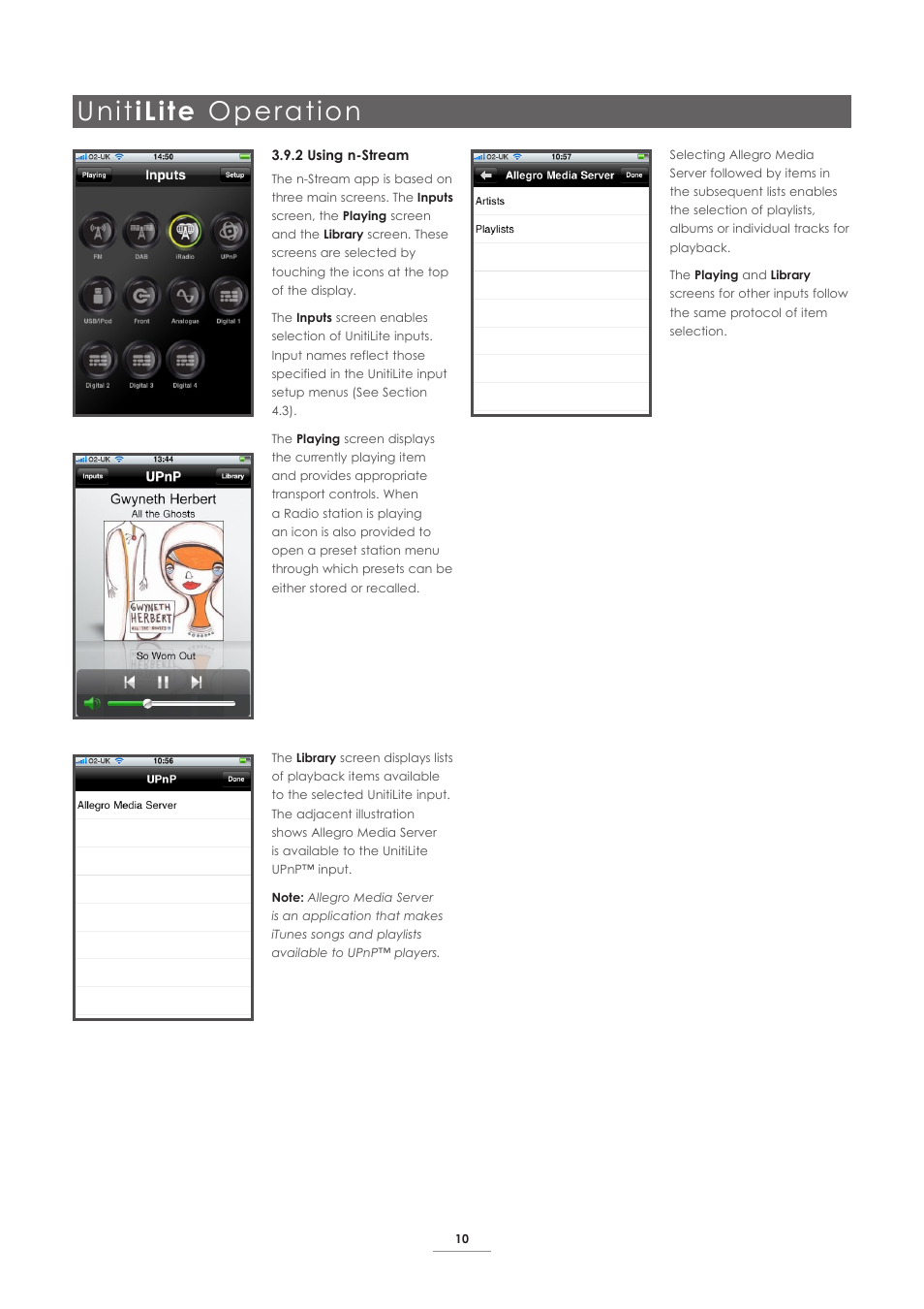 Unit ilite operation | Naim Audio UnitiLite User Manual | Page 12 / 26