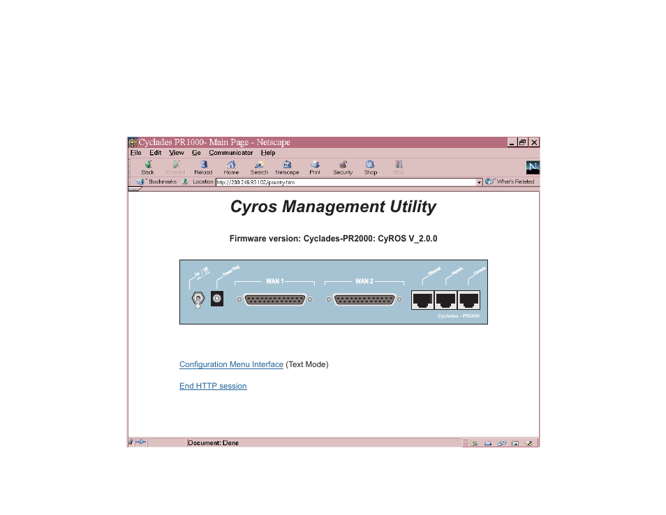 The cyros management utility, Cyros management utility, Figure 3.2 cyros management utility home page | Cyclades PR2000 User Manual | Page 15 / 54
