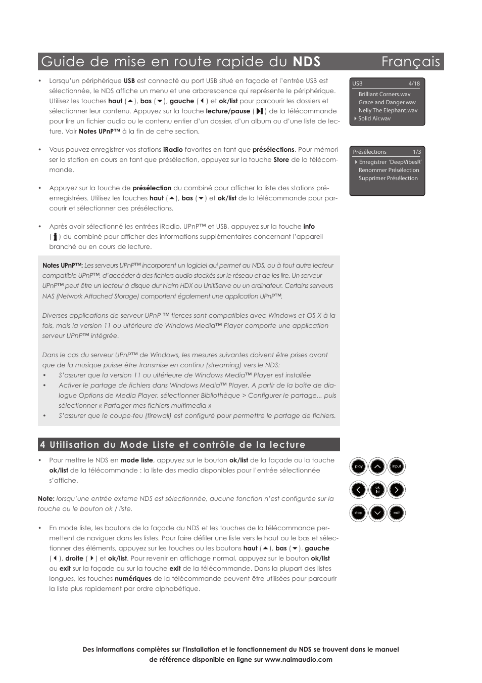 Guide de mise en route rapide du nds français | Naim Audio NDS User Manual | Page 10 / 30