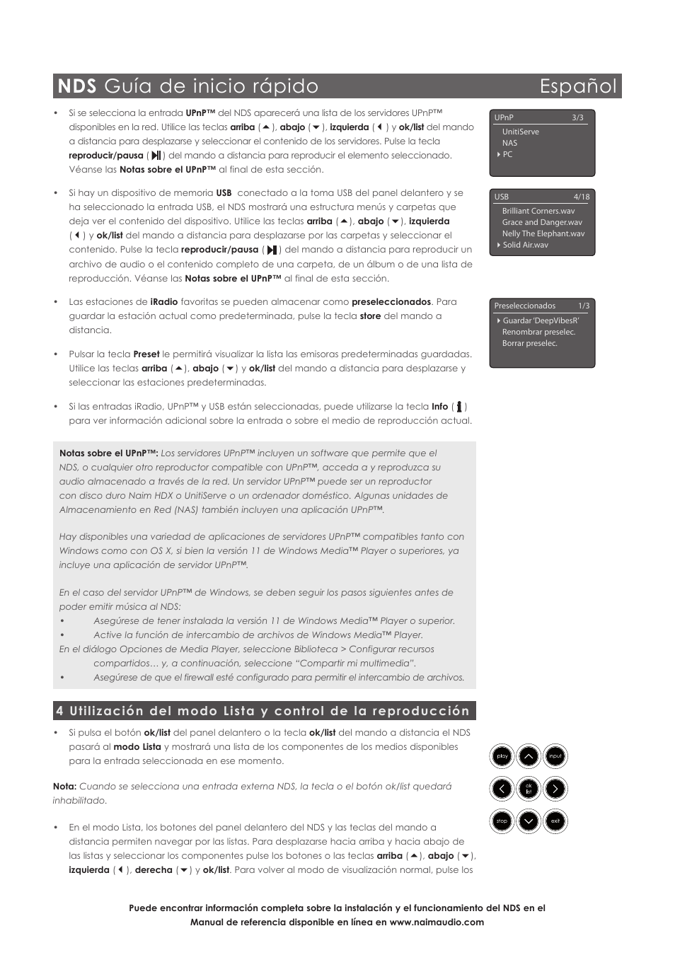 Nds guía de inicio rápido español | Naim Audio NDS User Manual | Page 17 / 30