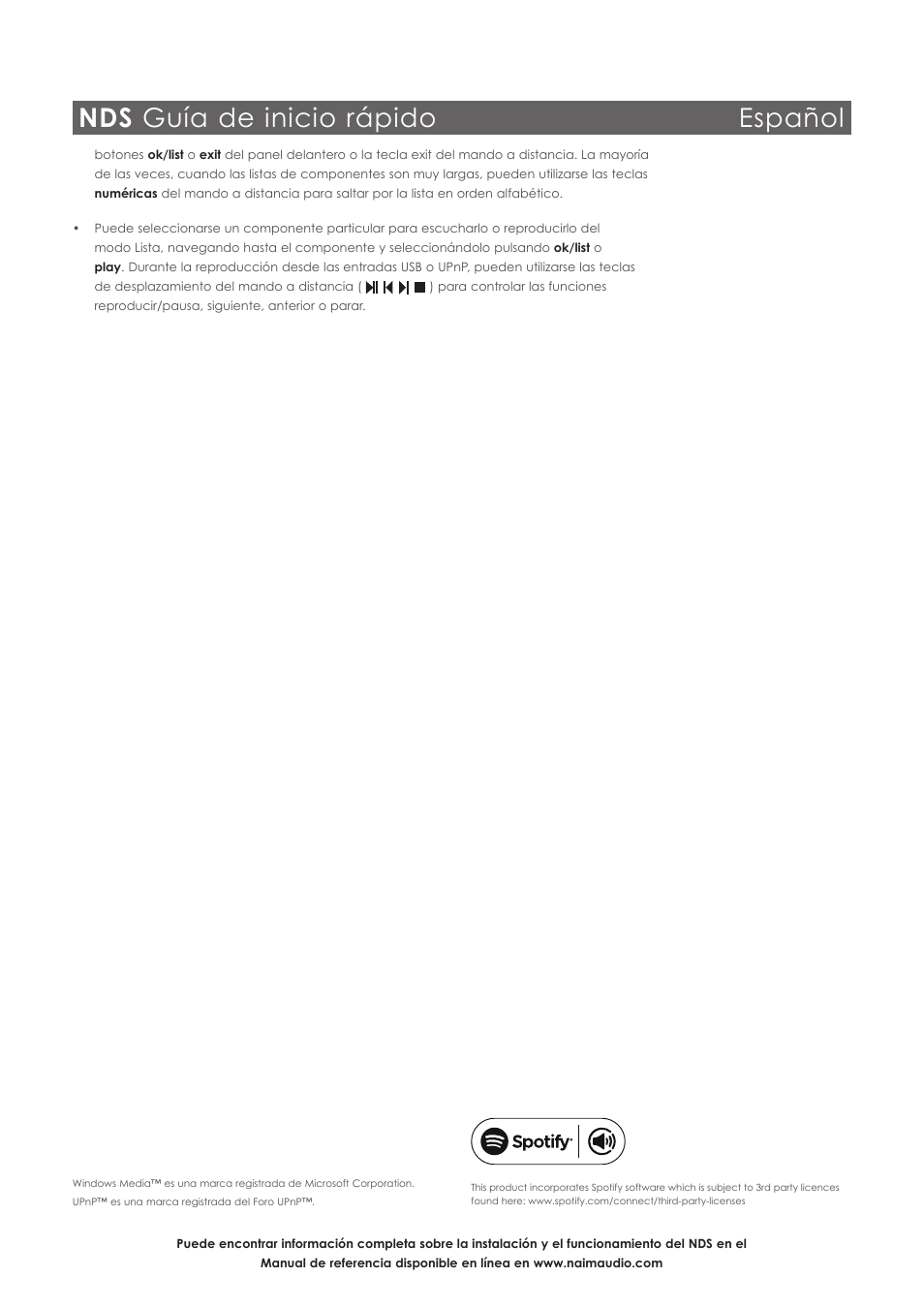 Nds guía de inicio rápido español | Naim Audio NDS User Manual | Page 18 / 30