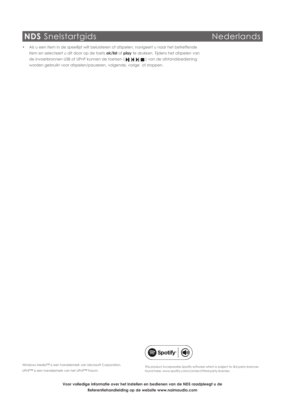 Nds snelstartgids nederlands | Naim Audio NDS User Manual | Page 22 / 30