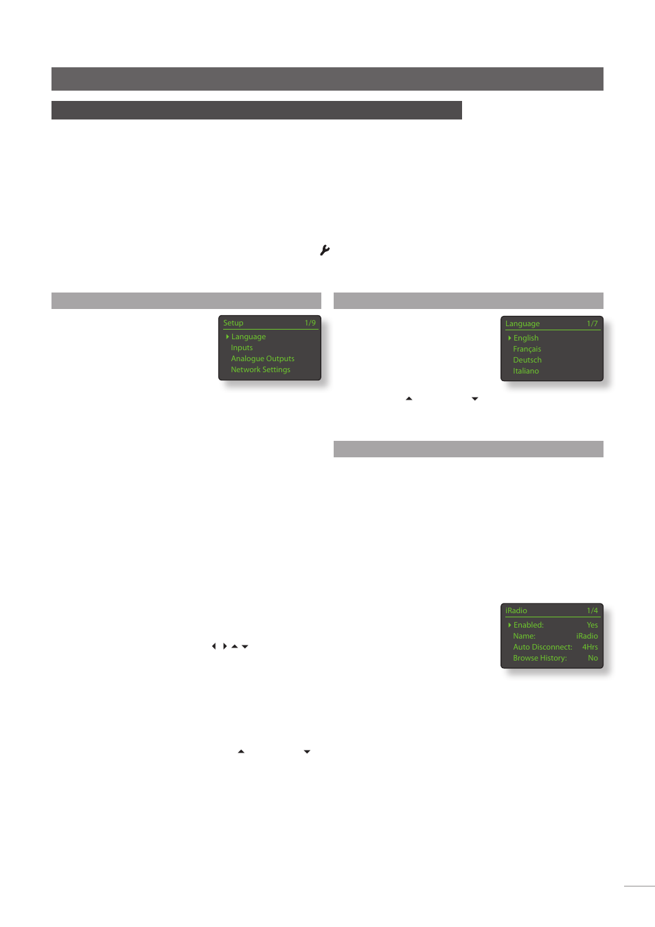 4 ndx/5xs setup, 1 the setup home menu, 2 the language menu | 3 the inputs menu, Setup | Naim Audio NDX User Manual | Page 13 / 23