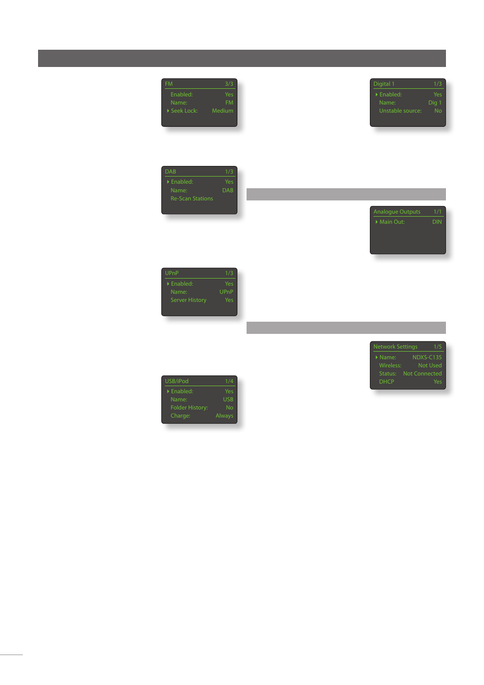 4 the analogue outputs menu, 5 the network settings menu, Setup | Naim Audio NDX User Manual | Page 14 / 23