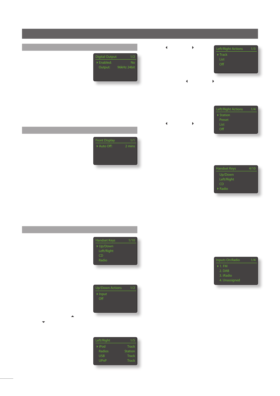 6 the digital output menu, 7 the front display menu, 8 the handset keys menu | Setup | Naim Audio NDX User Manual | Page 16 / 23