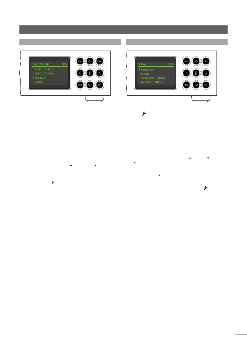 4 front panel display (list display mode), 5 front panel display (setup mode), Operation | Naim Audio NDX User Manual | Page 9 / 23