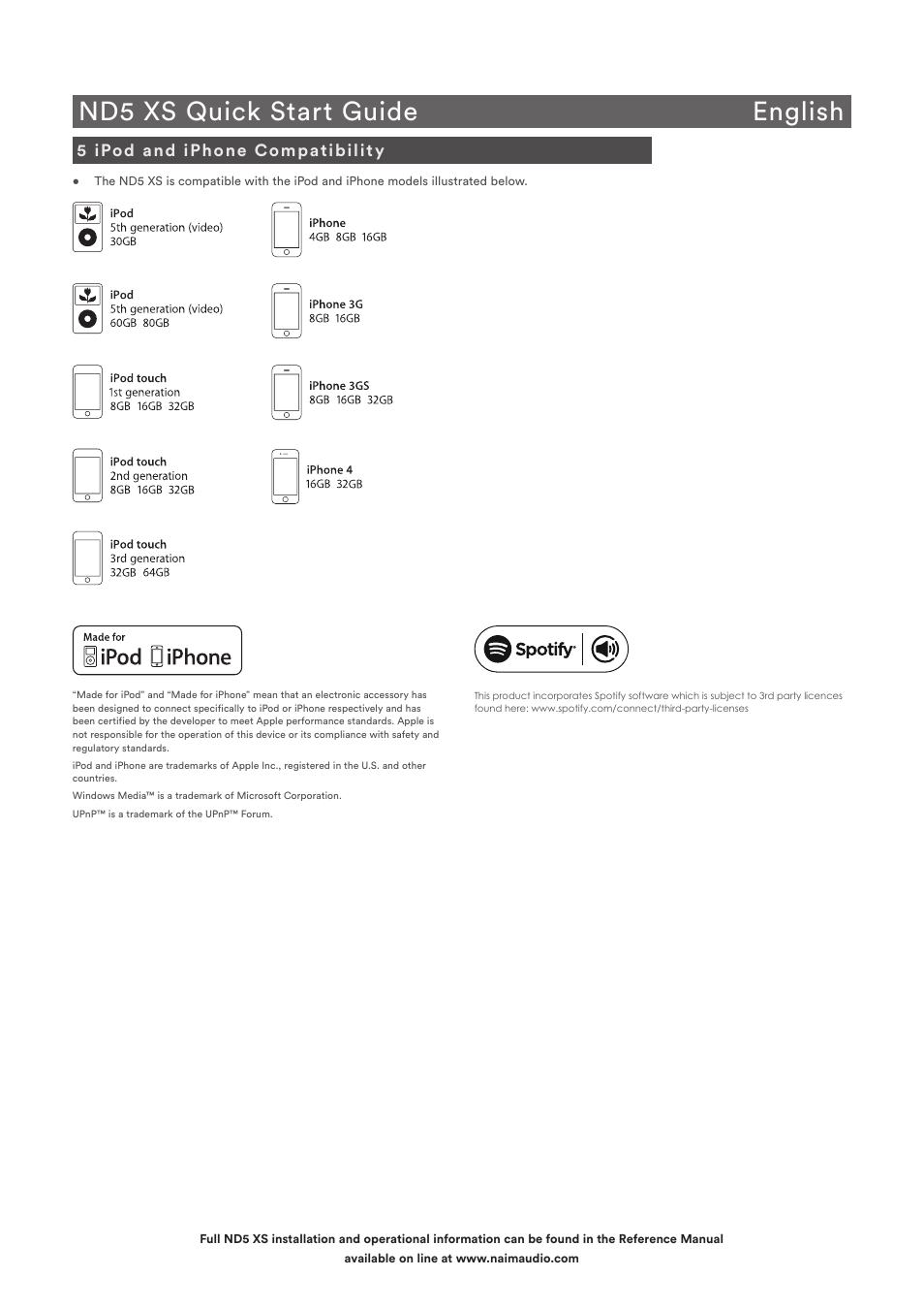 Nd5 xs quick start guide english | Naim Audio ND5 XS User Manual | Page 6 / 44