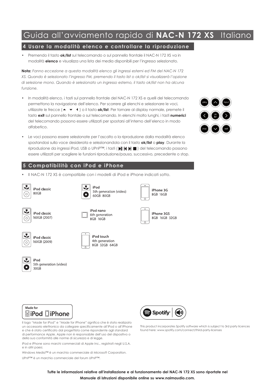 5 compatibilità con ipod e iphone | Naim Audio NAC-N 172 XS User Manual | Page 18 / 40